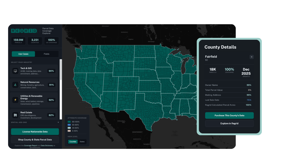 Regrid Parcel Data For The U S Canada Coverage Viewer Mockup 